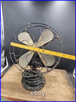 Antique Robbins & Myers 3 Speed Ohio Oscillating Fan Brass Blades 3100 AC-DC