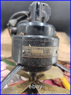 Antique Robbins & Myers 3 Speed Ohio Oscillating Fan Brass Blades 3100 AC-DC