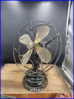 Antique Robbins & Myers 3 Speed Ohio Oscillating Fan Brass Blades 3100 AC-DC