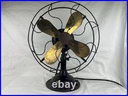 Antique Robbins & Myers 3 Speed Oscillating Fan Brass Blades 2410 USA Working