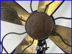 Antique Robbins & Myers 3 Speed Oscillating Fan Brass Blades 2410 USA Working