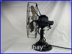 Antique Robbins & Myers 3 Speed Oscillating Fan Brass Blades 2410 USA Working