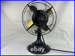 Antique Robbins & Myers 3 Speed Oscillating Fan Brass Blades 2410 USA Working