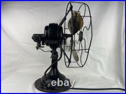 Antique Robbins & Myers 3 Speed Oscillating Fan Brass Blades 2410 USA Working