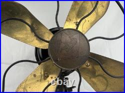 Antique Robbins & Myers 3 Speed Oscillating Fan Brass Blades 2410 USA Working