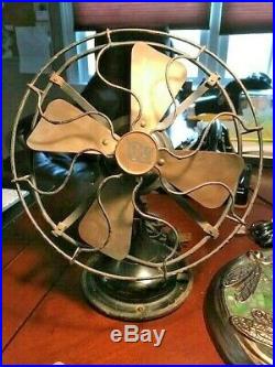 Antique Robbins Myers 3 speed Oscillating Brass Blade Fan