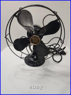 Antique Robbins Myers #5612 10 Oscillating Desk Fan R&M Flag Working 1925-1932