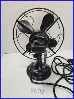 Antique Robbins Myers #5612 10 Oscillating Desk Fan R&M Flag Working 1925-1932