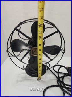 Antique Robbins Myers #5612 10 Oscillating Desk Fan R&M Flag Working 1925-1932