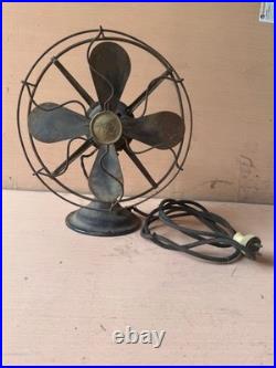 Antique Robbins & Myers #5612 8 Oscillating Desk Fan R&M Flag Working 1925-1932
