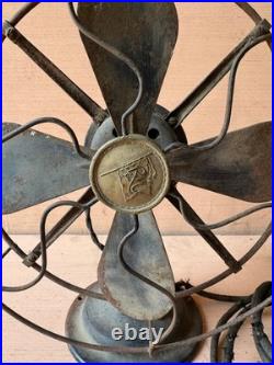 Antique Robbins & Myers #5612 8 Oscillating Desk Fan R&M Flag Working 1925-1932