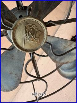 Antique Robbins & Myers #5612 8 Oscillating Desk Fan R&M Flag Working 1925-1932