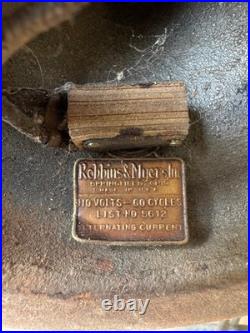 Antique Robbins & Myers #5612 8 Oscillating Desk Fan R&M Flag Working 1925-1932