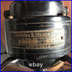 Antique Robbins & Myers Brass Oscillating Fan 3600 WORKS