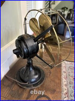 Antique Robbins & Myers Co. Brass 6 Blade Brass Cage 13 3 Speed Fan Runs Great