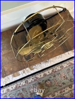 Antique Robbins & Myers Co. Brass 6 Blade Brass Cage 13 3 Speed Fan Runs Great