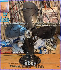 Antique Robbins & Myers Electric 3 Speed Oscillating 18 Fan 4 Blades 1604-A