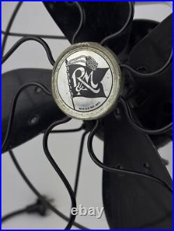 Antique Robbins & Myers Electric Brass Blades Oscillating Fan 18 1204-A Working