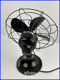 Antique Robbins & Myers Electric Brass Blades Oscillating Fan 18 1204-A Working