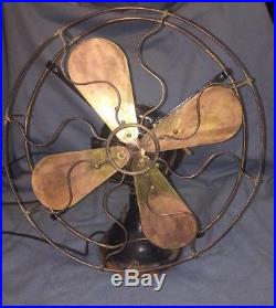 Antique Robbins & Myers Standard 1411 Electric Fan 17 Brass Cage