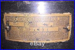 Antique Robbins & Myers Standard 1411 Electric Fan 17 Brass Cage