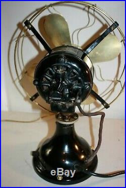 Antique Robbins & Myers THE STANDARD 13 Brass 4 Blade 3 speed fan, excellent