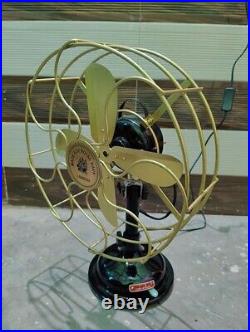 Antique Royal Navy London Brass Blade and Cage Table Fan Oscillating Desk Fan