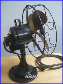 Antique S2-10 10 Inch Century Model 55 Brass Blade Desk Fan Works Oscillating