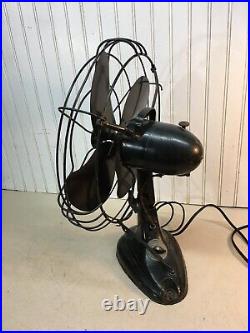 Antique Signal Oscillating 17in Fan Wire Cage 1920s 30s Tested Works