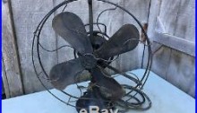 Antique Sprague Electric 17 Four Blade Oscillating Fan Runs, Oscillates