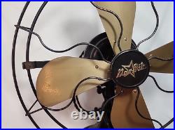 Antique Star Rite Fitzgerald Desk Rotating Fan Brass Blades