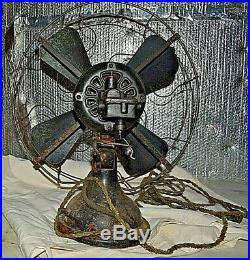 Antique THE STANDARD ROBBINS & MYERS Brass 4 Blade 17 Fan Needs Restoration