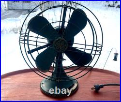 Antique VTG GE General Electric 13 Fan, Green 4 Blade Fan v191372, Orig Paint