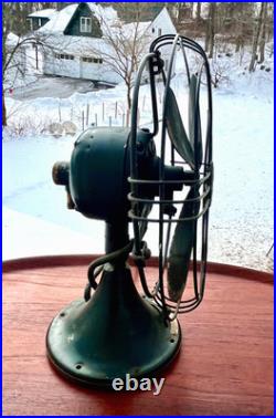 Antique VTG GE General Electric 13 Fan, Green 4 Blade Fan v191372, Orig Paint