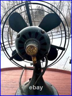 Antique VTG GE General Electric 13 Fan, Green 4 Blade Fan v191372, Orig Paint