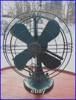Antique VTG GE General Electric 13 Fan, Green 4 Blade Fan v191372, Orig Paint