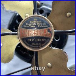 Antique Very RARE 1921 EMERSON JR 10 inch Fan / Stationary Plug/ Runs