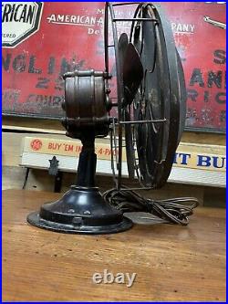 Antique Victor Electric Fan 12 Stationary withCage Spreader -Works