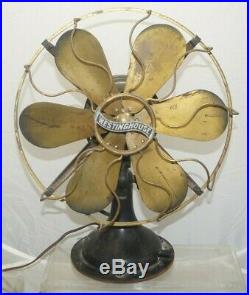 Antique Vintage 1910s EARLY ELECTRIC AC Westinghouse Brass 6 Blade Fan WORKS