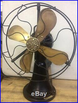 Antique, Vintage 1915 Ge Coin Operated Brass Blade Fan Must See. Rare