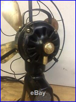 Antique, Vintage 1915 Ge Coin Operated Brass Blade Fan Must See. Rare