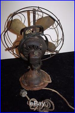Antique Vintage 4 Brass 12'' Blade General Electric GE Pancake Fan Works