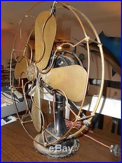 Antique Vintage 4 Brass 16 Blade & Cage General Electric GE Electric Fan Works