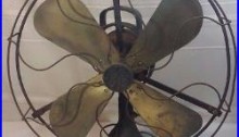 Antique Vintage 4 Brass Blade General Electric GE Pancake Fan Works! 17