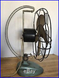 Antique Vintage Art Deco Machine Age Atomic Table Fan Working Condition