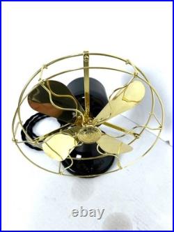 Antique Vintage Collectible electric 1920s GE 9 Whiz Fan Brass Cage Blade