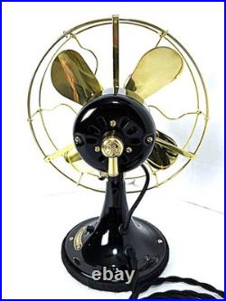 Antique Vintage Collectible electric 1920s GE 9 Whiz Fan Brass Cage Blade