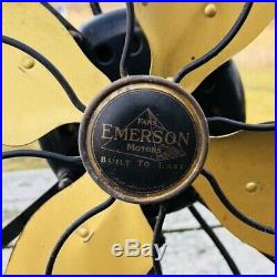 Antique Vintage EMERSON # 29646 12 Oscillating Brass Blade Fan WORKS