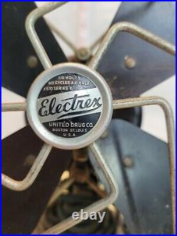 Antique Vintage Electrex 10in Electric Fan united Drug Co. Boston/St. Louis USA