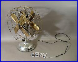 Antique Vintage Electric Double-Sided Partners Desk Fan Brass Blades European